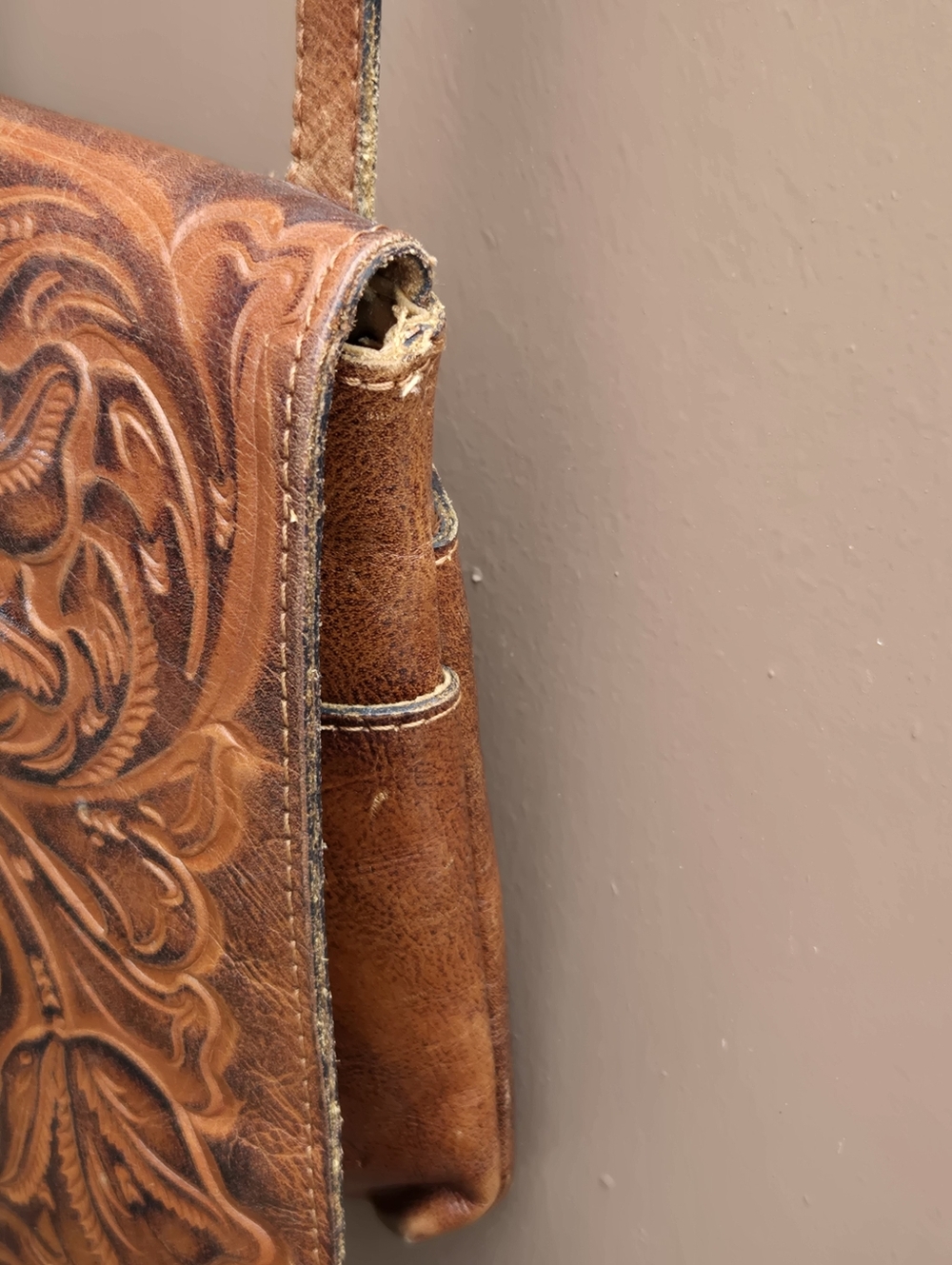 Patricia Nash Granada Crossbody Bag Tooled Leather Floral Brown - Picture 7 of 14
